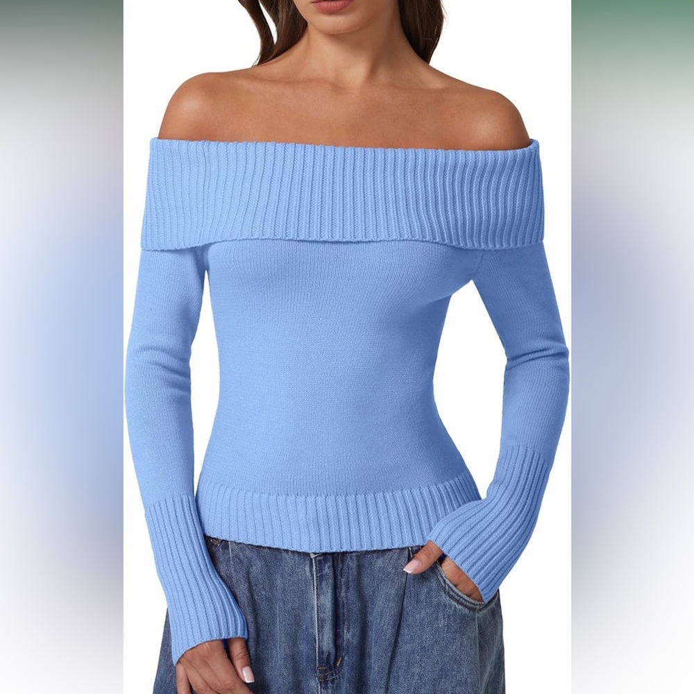 Qinsen Off the Shoulder Sweater